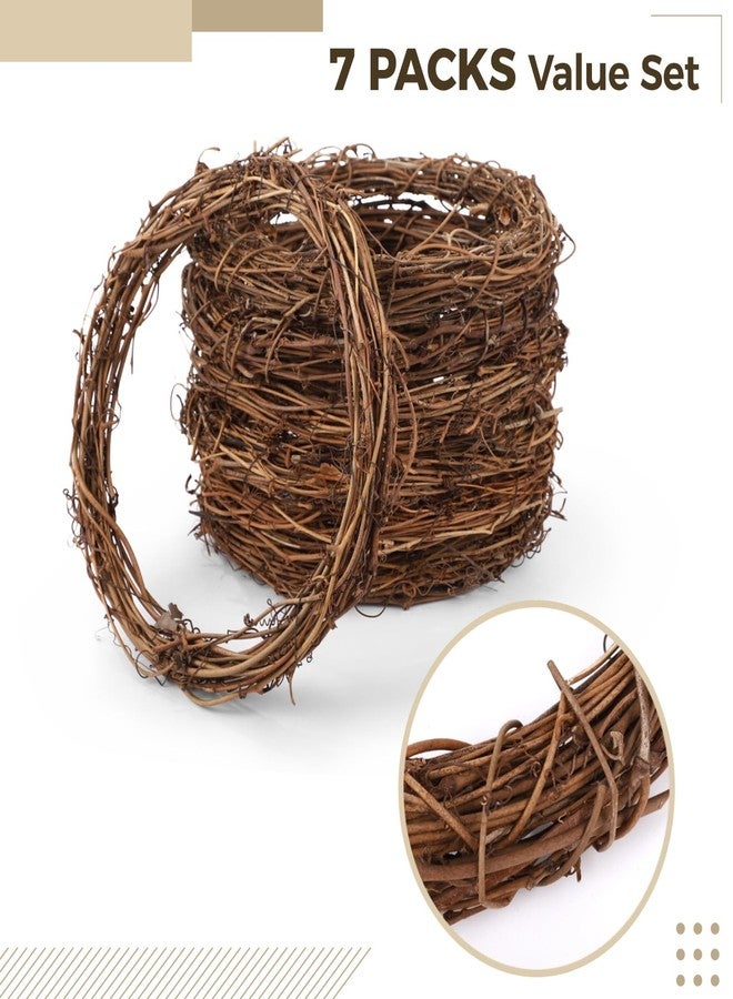 TIMCORR 7PCS Grapevine Wreath Set, Natural Wooden Wicker Oval Grapevine Wreath, DIY Craft Garland Floral Hoops,10 inch Rustic Bare Circle for Handmade Christmas Decorations,Floral Arrangements - Image 4